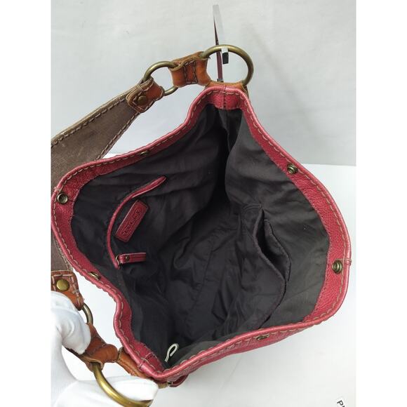 Lucky Brand Red Pebbled Leather Hobo Shoulder Bag - Picture 10 of 16